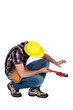 Plumber working on invisible pipe