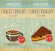 Vintage two Cards Cafe confectionery  dessert  Menu