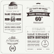 Set of adult birthday invitation vintage typographic design