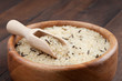 white and wild rice in wooden  bowl on kitchen table
