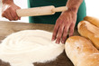 Baker preparing bread dough