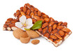 Caramelized almonds on a white background