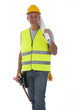Construction worker wearing hard hat and vest