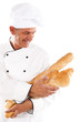 Baker holding bread