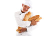 Baker holding bread