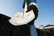 Gardener working in garden