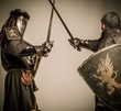 Fight between two medieval knight