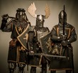 Company of medieval knights in armour