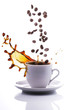 tazzina di caffè con chicchi e spash