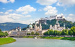 Salzburg skyline with river Salzach, Salzburger Land, Austria