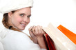 woman holding shopping bags
