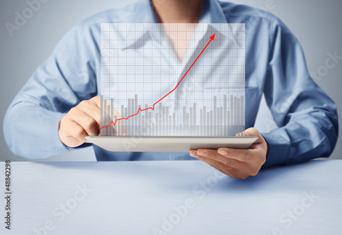 Photo: touch screen tablet with a graph touch screen tablet with a graph