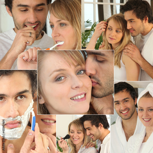 Photo: young couple in the bathroom young couple in the bathroom