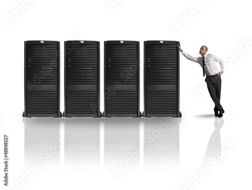 Photo: Businessman with server Businessman with server