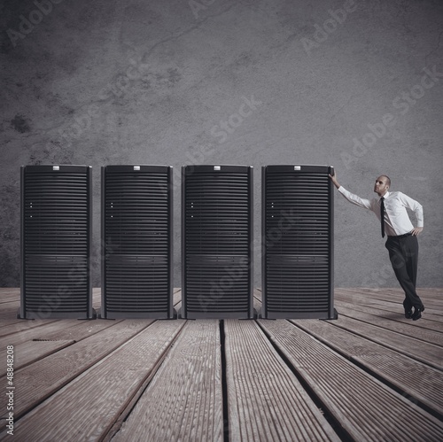 Photo: Businessman with server Businessman with server