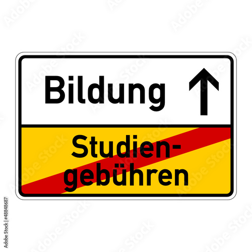 Vector: ortsschild studiengebühren bildung I ortsschild studiengebühren bildung I