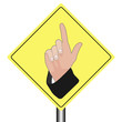 Road help sign attention as businessman hand gesture