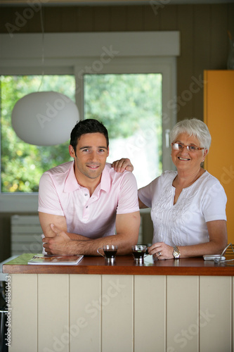 Photo: Old women happy to see son Old women happy to see son