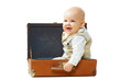 Photo: Cute baby in vintage suitcase Cute baby in vintage suitcase