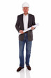 Architect or Surveyor with plans isoalted