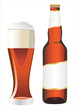 Bottle and glass of beer isolated on white