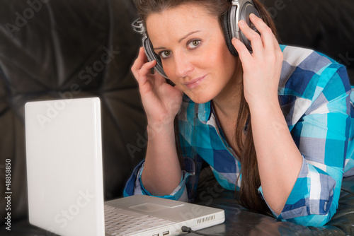 Photo: woman with earphones woman with earphones