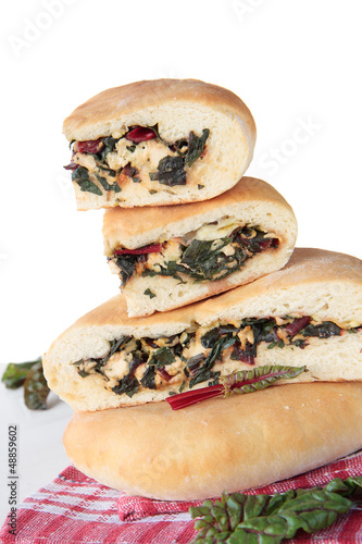 Photo: Stack of pies with cheese, beet tops and chard Stack of pies with cheese, beet tops and chard