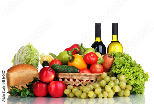 Photo: Composition with vegetables and fruits in wicker basket Composition with vegetables and fruits in wicker basket