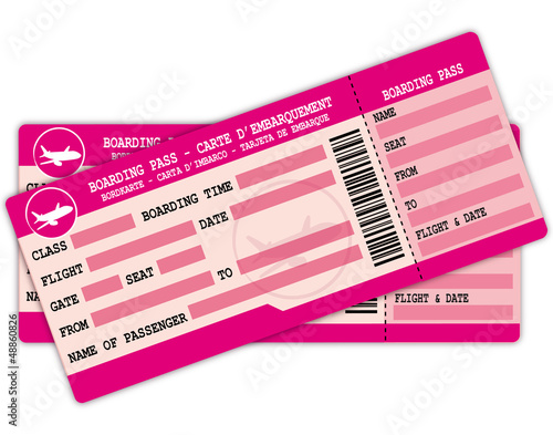 Illustration: Two Boarding passes. Pink flight coupons. Two Boarding passes. Pink flight coupons.