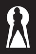 silhouette of a woman figure seen through a key hole