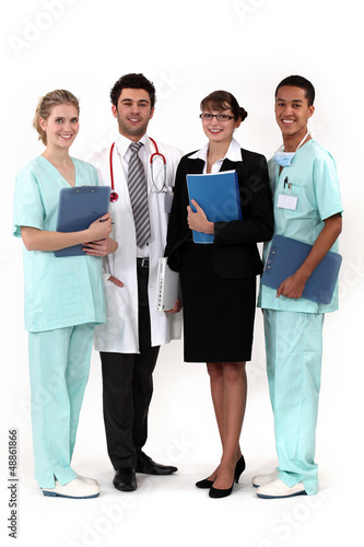 Photo: hospital workers posing together hospital workers posing together