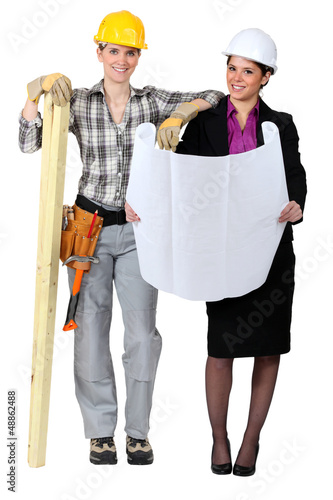 Photo: women in male preserve: architect and carpenter women in male preserve: architect and carpenter