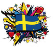 Kingdom of Sweden flag Sverige street art graffiti illustration