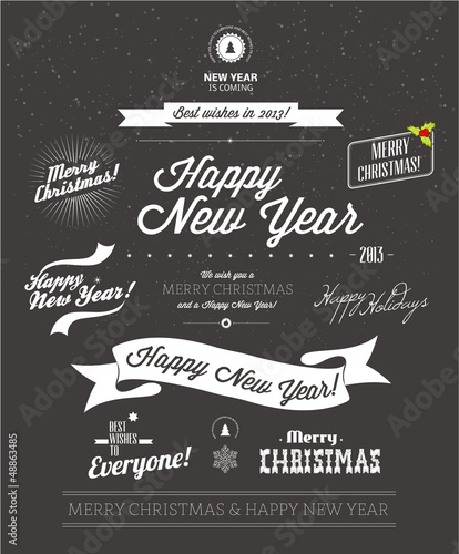 Vector: Set of typographic elements. Christmas vector collection Set of typographic elements. Christmas vector collection