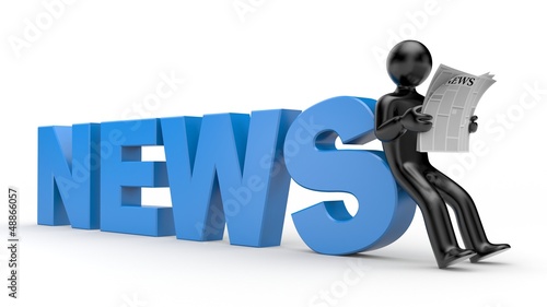 Illustration: 3d person read newspaper 3d person read newspaper
