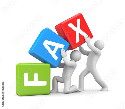 Illustration: People with FAX word People with FAX word