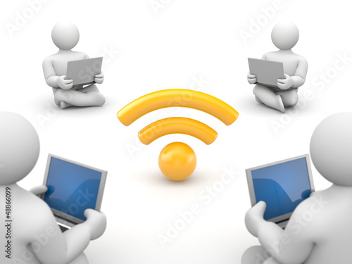 Illustration: People use free wifi People use free wifi