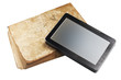 Shabby old book and modern e-book