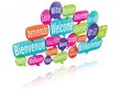 nuage de mots bulles 3d : bienvenue traduction