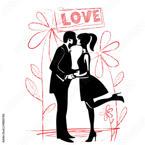 Vector: man and woman kissing. silhouette. vector man and woman kissing. silhouette. vector