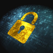 Safety concept: Closed Padlock on digital background