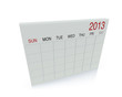 3D white calendar background for "2013" year