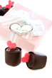 Candy with red hearts.