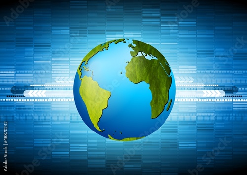 Vector: Blue vector technology design with grunge globe Blue vector technology design with grunge globe
