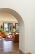 interior, furnished apartment, view of living room from hall