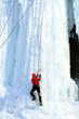 Ice climbing the waterfall.