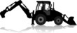 Silhouette of a tractor of road service in profile