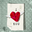 valentines winged heart on vintage retro background