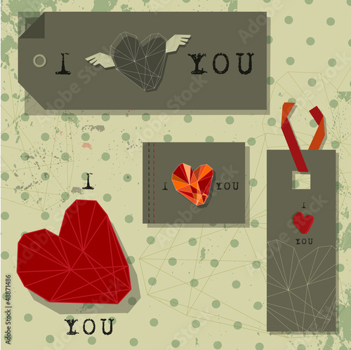 Vector: valentines hearts, labels on retro vintage background valentines hearts, labels on retro vintage background