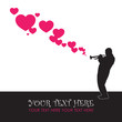 Jazzman and hearts vector illustration. Place for your text.